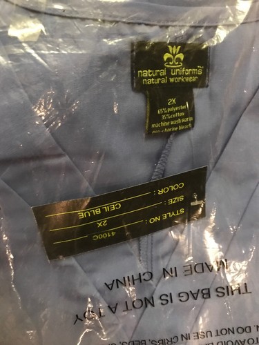 Natural Uniform 4100C Ceiling Blue Scrub Top Bottom Set New Size 2X