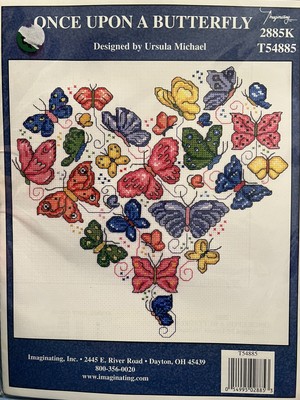 ONCE UPON A BUTTERFLY Butterflies Heart Nature Counted Cross Stitch KIT
