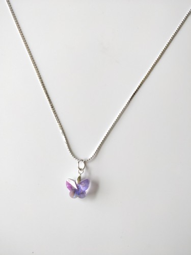 Purple butterfly necklace sale silver