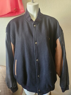 Vintage Microsoft Logo Jacket Mens Size Large Leather Sleeves 