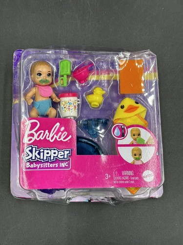 Barbie  Skipper Babysitters Inc BATHTIME BABY Doll and Accessories damage packag