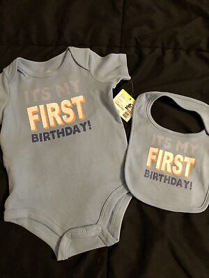 Cute It's My First Birthday Infant Toddler Baby Bodysuit One Piece with Bib 3-6m