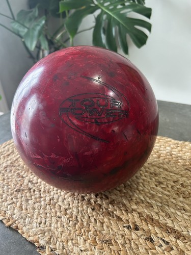 Vintage Storm Tour Power Bowling Ball Red Marbled Swirl 2 Thumb Holes? 15LB