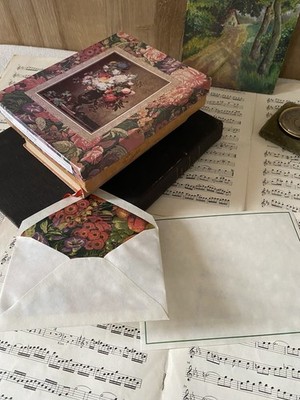 Coffret papeterie vintage fleurs – feuilles & enveloppes – C.R. Gibson 