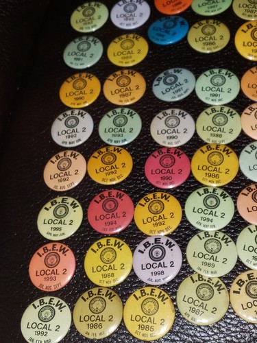 LOT OF 51 I.B.E.W PIN BACK BUTTON BADGE UNION BROTHERHOOD ELECTRICAL WORKERS #2