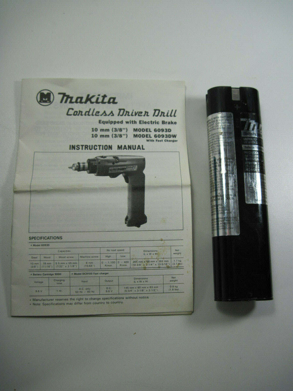 Makita Cordless Driver Drill Model 6093D - Fast Charger Case & Battery Tested