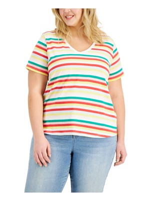 

STYLE - COMPANY Женская футболка с коротким рукавом и V-образным вырезом Plus, Белый