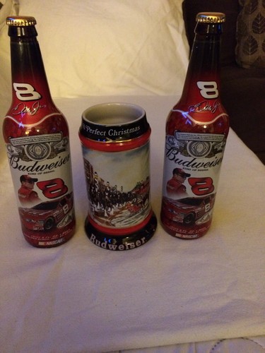 2 Nascar Dale Earnhardt Jr Budweiser Bottles & 1992 Budweiser Stein
