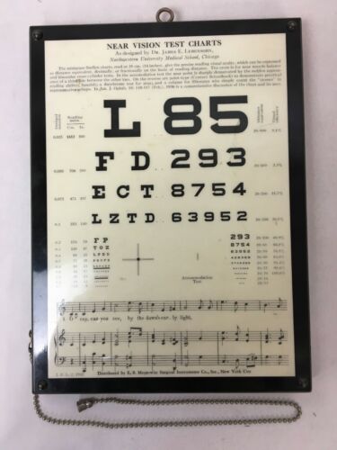VINTAGE Near Vision Test Charts by Dr. James Lebensohn 1935 Snellen Eye