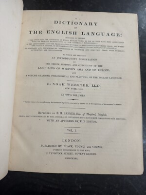 1831-2 2vol Noah Webster A Dictionary of the English Language First UK Edition