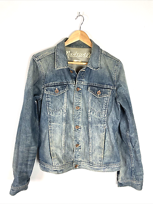 Madewell Acid Wadhed Distressed Jean Denim Jacket Size L eBay