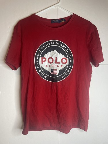 Mens Polo Ralph Lauren Alpine Cup Racing Size Medium Red Snow Logo