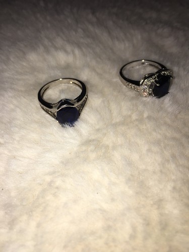 Set Of 2 Blue Sapphire Rings Size 6