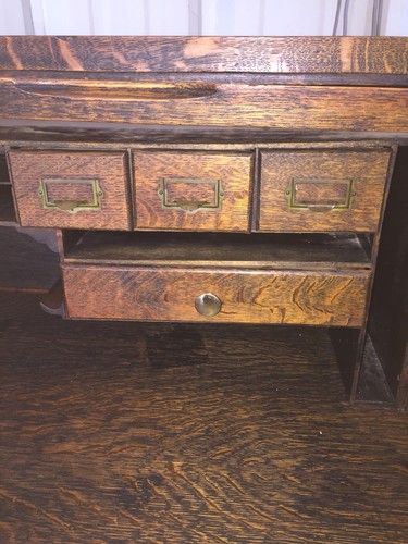 ANTIQUE Late 1800 EarLy 1900’s Tiger Oak Roll top DESK, Rolls Smoothly, Nice!!??