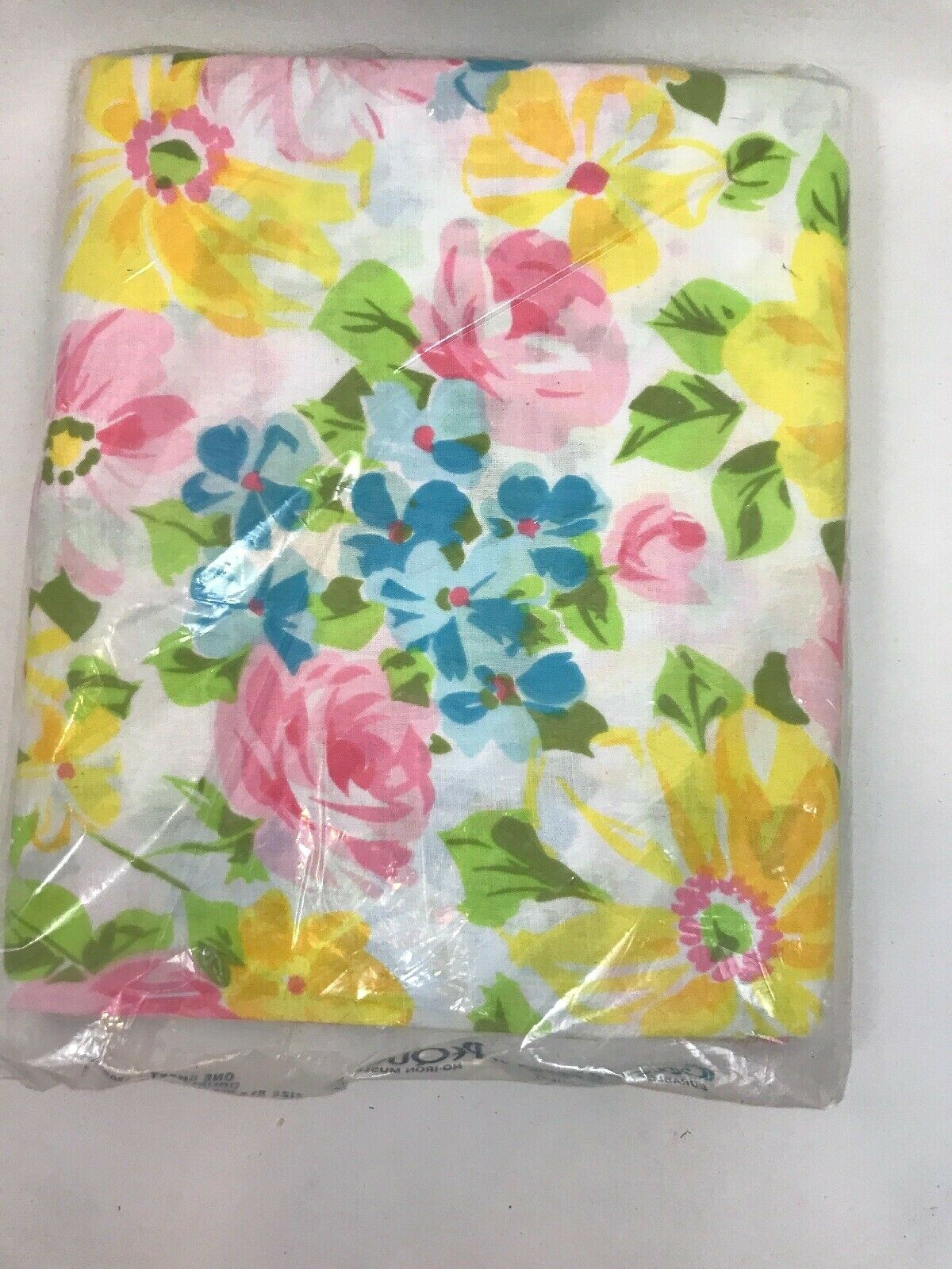 Set Sheets Vintage Full Flat & Pillowcases Floral New Pink Blue Yellow Pequot