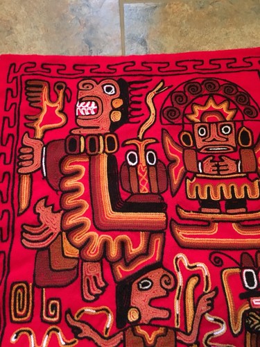 Handwoven South American Tapestry Decorative Handmade Folk Art Wool Textile