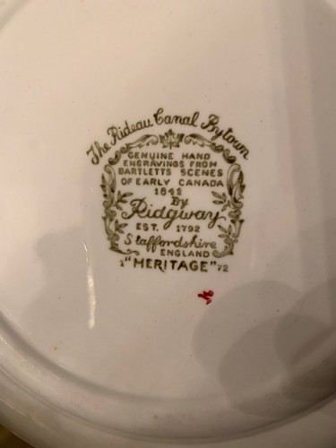 LOT of 10 Ridgway HERITAGE Early Canada Scenes Dessert PLATE Rideau Canal Bytown