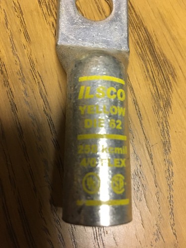 10 ILSCO CLND-250-12-134 Replaces CRA-250L2 250 Kcmil 4/0 Flex Yellow Die 62 Lug