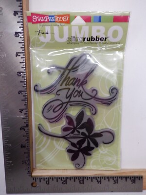 STAMPENDOUS JUMBO THANK YOU FLOWERS CLING MOUNT RUBBER STAMP NEW A32685