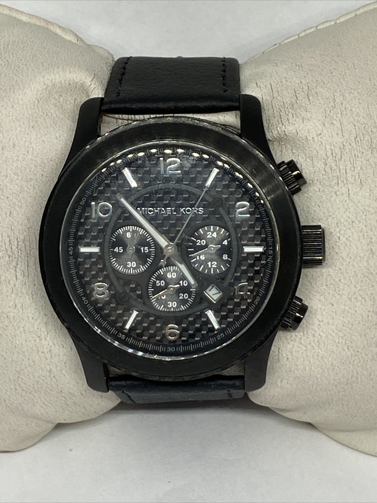 Michael Kors MK8059 Women's Black Leather Analog Dial Quartz
