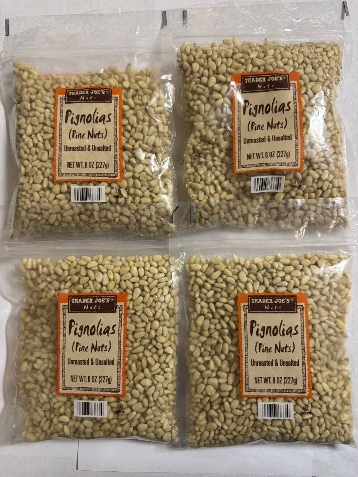 4 Packs New Trader Joe's Unroasted & Unsalted Pignolias Pine Nuts 8oz Each X 4