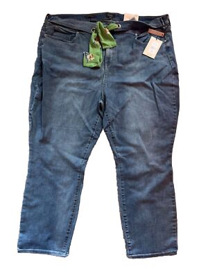 NYDJ Womens Alina Jeans 28W Blue Med Wash Lift Tuck HiRise Scarf Belt