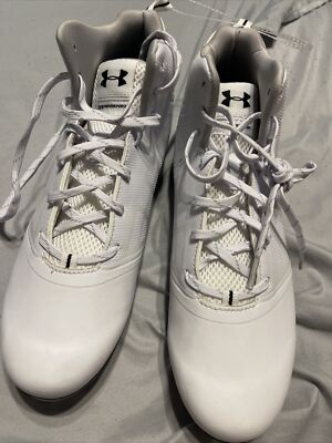 Under Armour Mens Banshee Ripshot 1297352-101 White Lacrosse Cleats Size 10