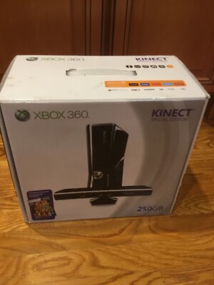 Black Microsoft Xbox 360 250 gb System Console NEW Sealed w/ Kinect Adventures