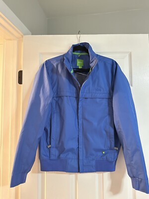 HUGO BOSS Jadon 3 by BOSS Green In Royal Blue Windbreaker Bomber Jacket Small