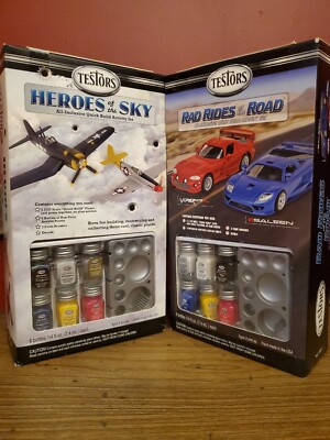 Testors Heroes of the Sky & Rad Rides Of The Road Model Sets W/ Paint 2008 New!!