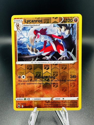 Pokemon TCG - Reverse Holo Lycanroc 74/159 - Crown Zenith