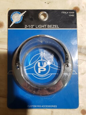 QTY 2** UNITED PACIFIC  10482 Chrome Plastic Light Bezel with Visor  2- 1/2''