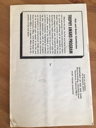 Vintage 1969 CALIFORNIA HUNTING REGULATIONS ~ FISH AND GAME