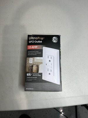 GE Ultra Pro GFCI Outlet 15 AMP Helps prevent electrical shocks White #32073