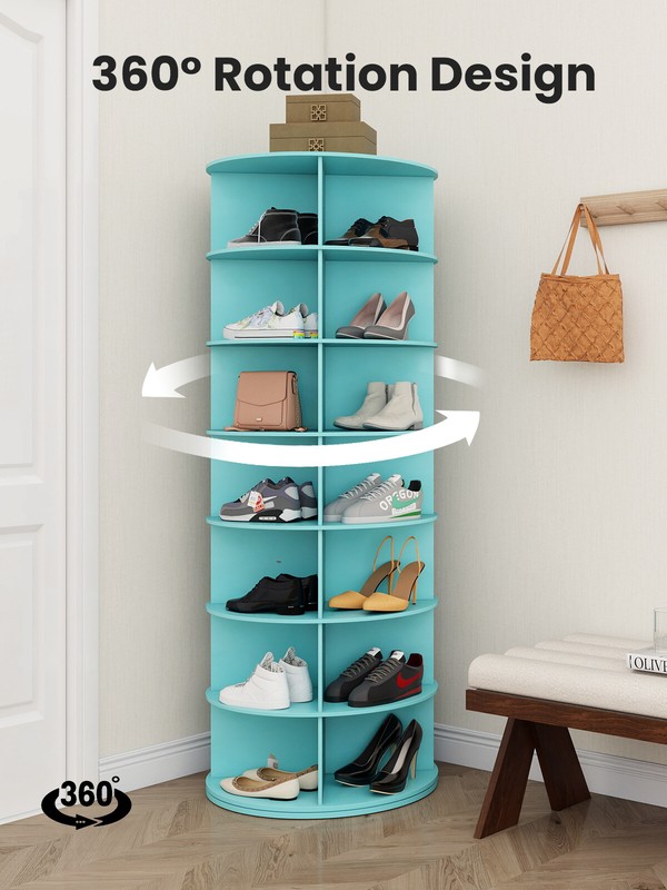 Round Shoe Rack 7 Tier Rotating Shoe Rack Tower 360° Spinning Display ...