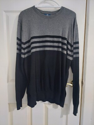Mens Sweter XL Grey and Black Long Sleeve Lightweight Branded George.
