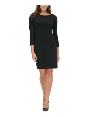 

TOMMY HILFIGER Женское черное платье-футляр с рукавами 3/4 Petites, Черный