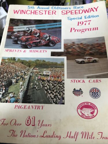  1977 Winchester Speedway 5th Annual Oldtimers Race program SC...