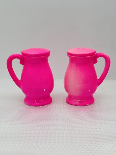 Neon Pink Salt & Pepper Shakers Japan Fluorescent Glaze