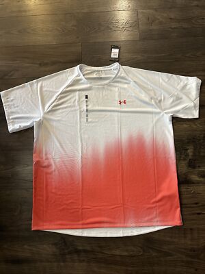 NWT Men s Under Armour TECH FADE SS White/Orange 1377053-100 3XL XXXL