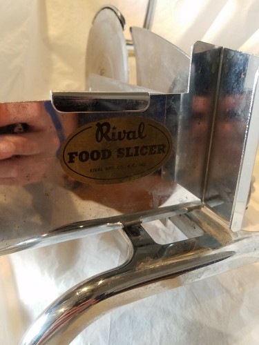 Vintage Chrome Rival Manual Hand Crank Food Meat Cheese Slicer Works Great!