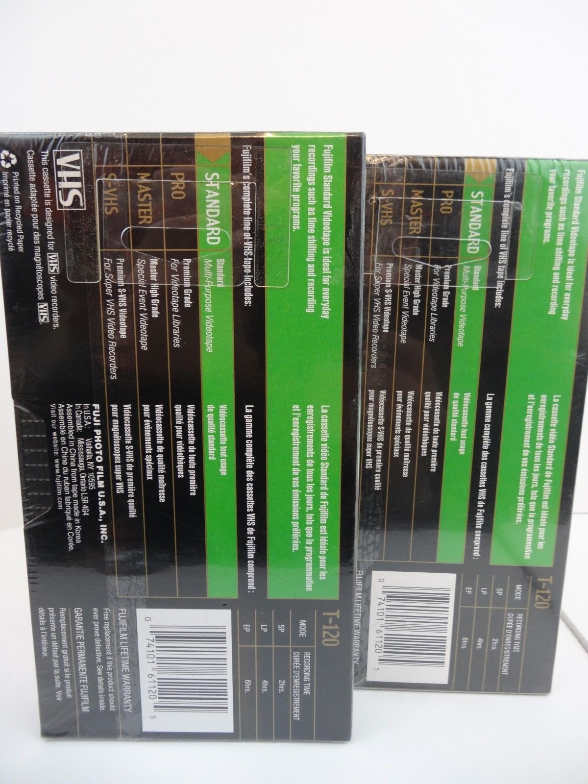 LOT 2 FujiFilm 6 Hour T-120 VHS High Quality Tapes New Sealed