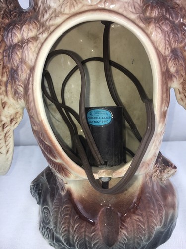 Vintage Great Horned Owl TV Lamp Mid Century Kron Texas Light Electric USA MCM