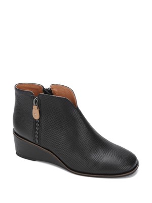

KENNETH COLE Женские черные кожаные ботильоны Gentle Souls Ella с круглым носком на танкетке, Черный, GSF0057LE