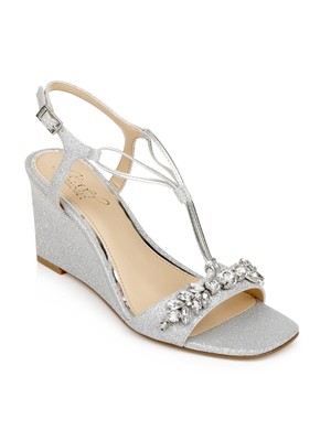 

Женские сандалии на танкетке BADGLEY MISCHKA Silver Tubular Straps Gem Oakes Toe, Серебряный, JW3901