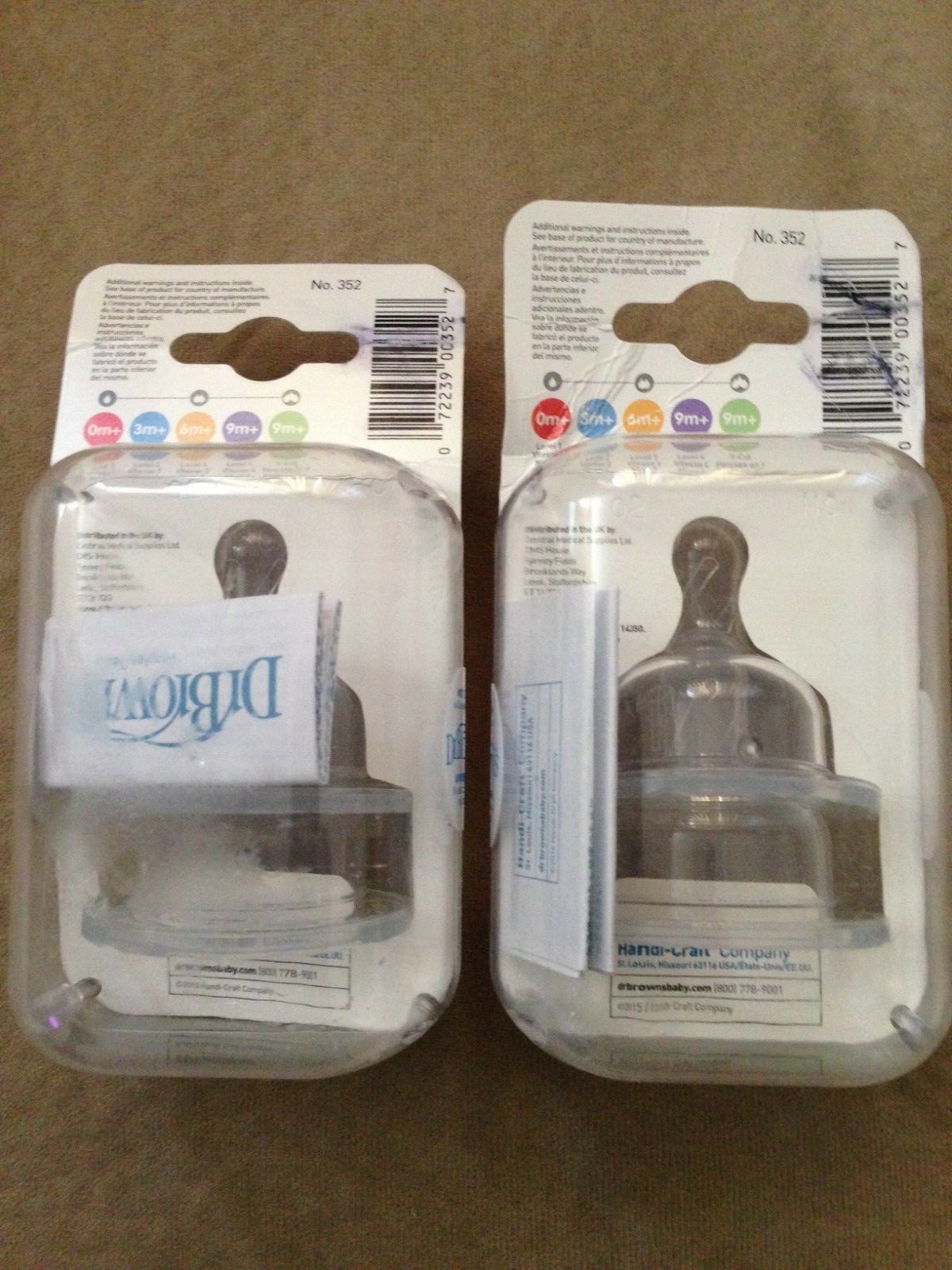 Dr Brown's Natural Flow Wide Neck Level 1 Silicone Nipples 0m+ (Lot of 2)