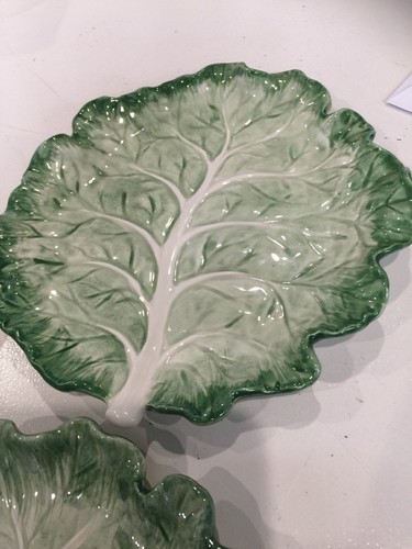 Fitz and Floyd set of three Leaf Shaped Dish Plates stoneware