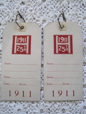 1911 Hotel Key Tags Paper Lot 2 H 25th 5.5 inches x 2 3/4 inches Antique Luggage