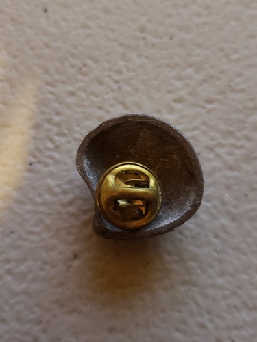 Vintage Metal Shell Pin With raised R.I. Gray EUC