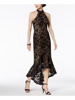 Женское черное платье XSCAPE с имитацией шеи без рукавов, миди на бретелях, вечернее платье Hi-Lo 2